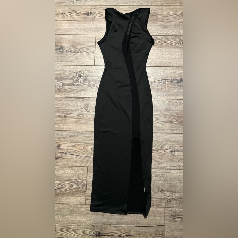 NWT fashion nova  long black slit dress